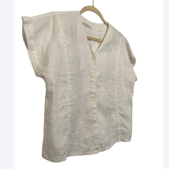 Vintage Handmade White Embroidered Button-Down Top – Size S (Approx.) - Picture 3 of 4
